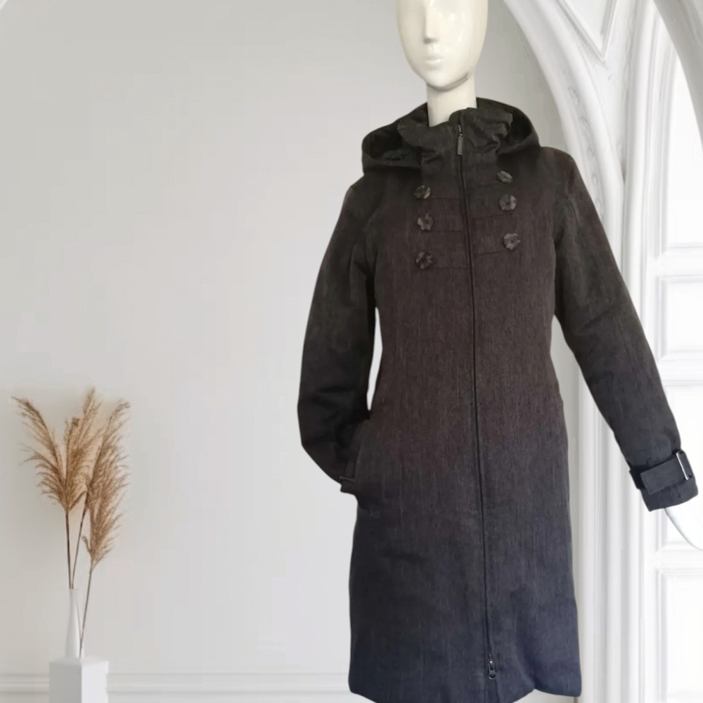 Merrell Dark Gray Hooded Trench Coat S